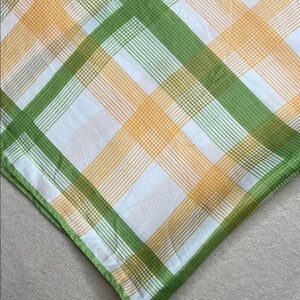 Vintage Green & Yellow Plaid Rectangle Scarf or Head Wrap